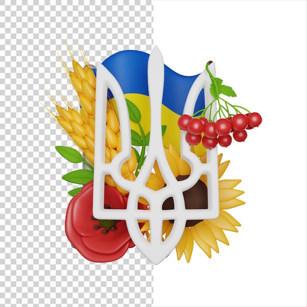 The coat of arms of ukraine 3d icon