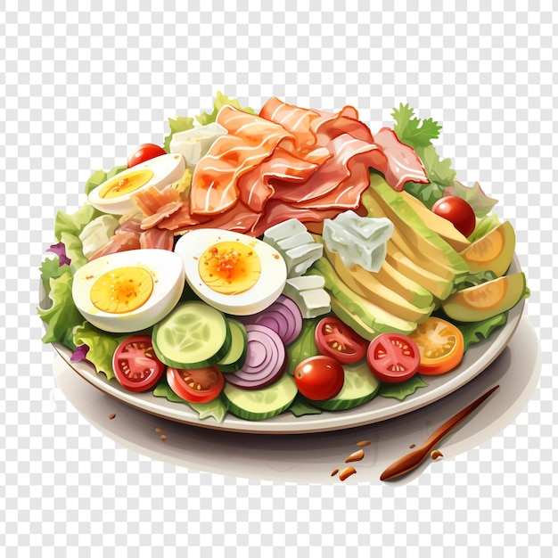 Cobb salad isolated on transparent background