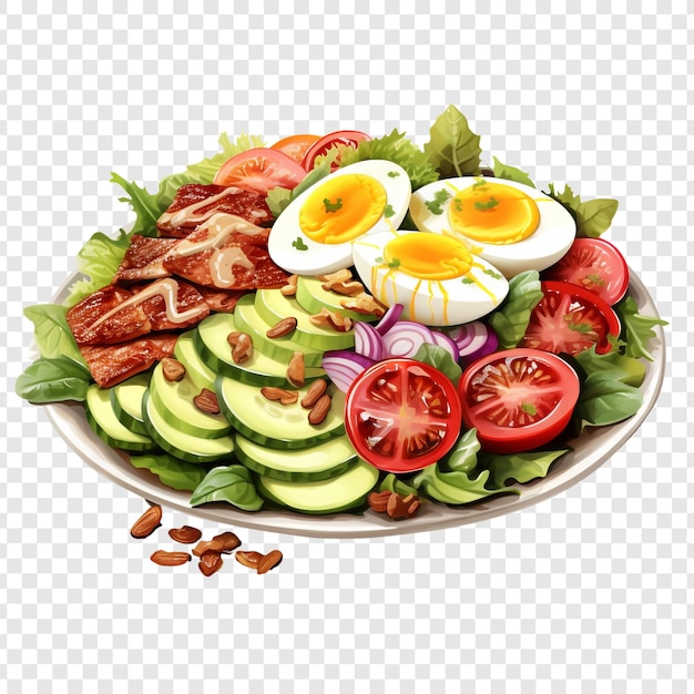 Cobb salad isolated on transparent background