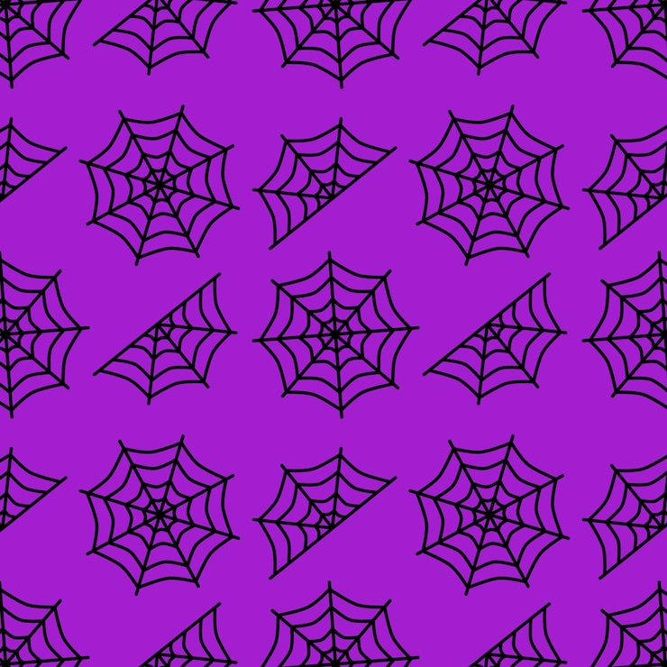 PSD cobweb repeating pattern on purple background