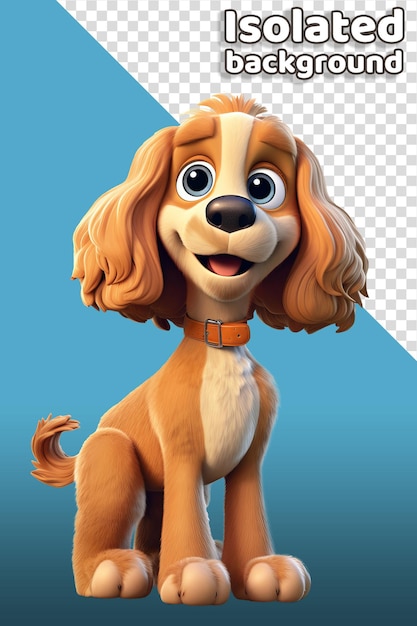 Clipart del personaggio dei cartoni animati del cane cocker spaniel con uno sfondo isolato