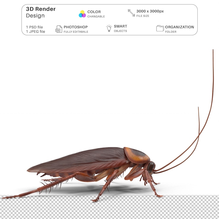 PSD cockroach 3d modeling psd file realistic cockroach