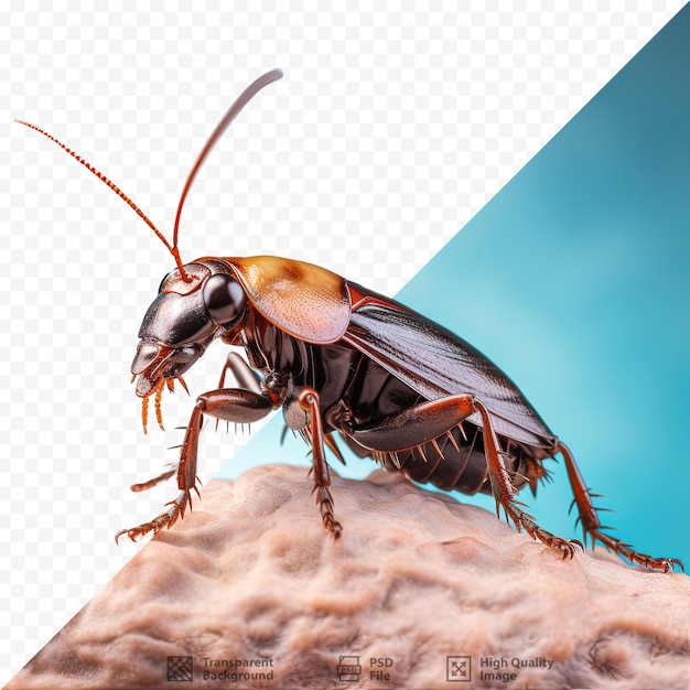 PSD a cockroach photographed against a transparent background from a close distance