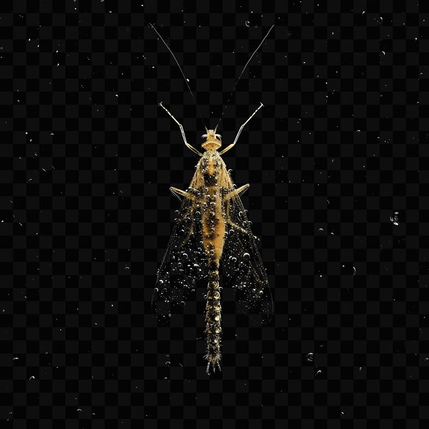 A cockroach with a water drop on the black background