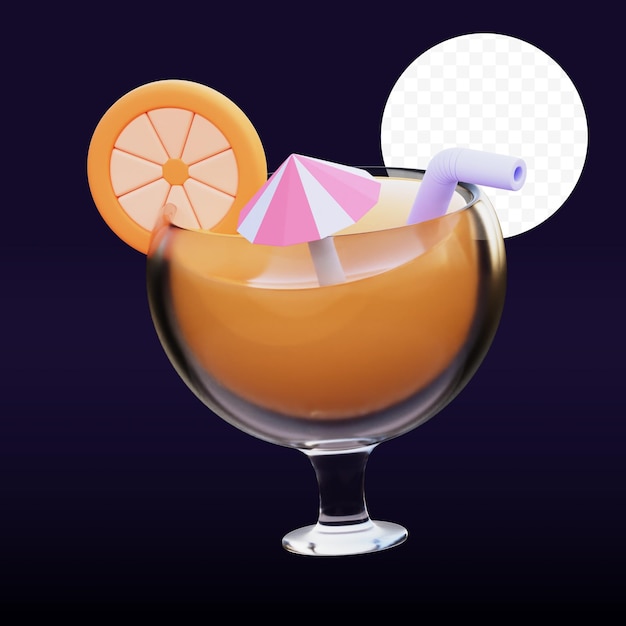 PSD illustrazione 3d del cocktail