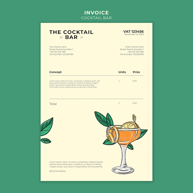 PSD cocktail bar template design