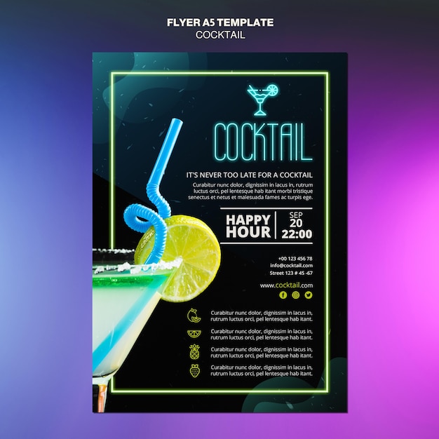 Cocktail concept flyer template