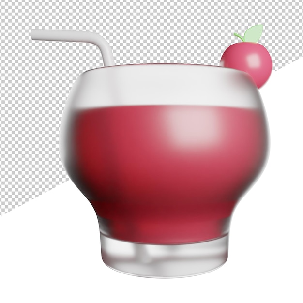 PSD illustrazione dell'icona di rendering 3d di cocktail drink juice