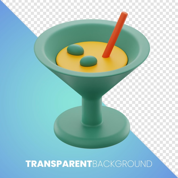 Cocktail drinken premium gebruikersinterface ontwerp pictogram 3d-rendering op geïsoleerde achtergrond