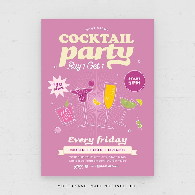 PSD cocktail friday night party flyer template in psd