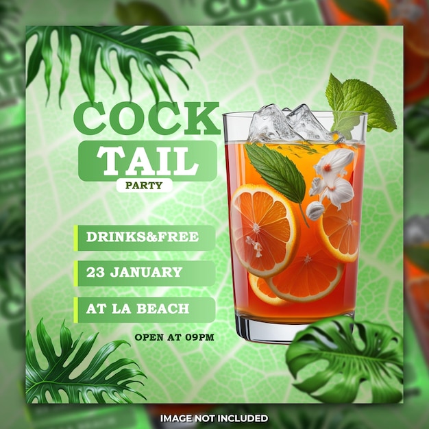 PSD cocktail party flyer social media post template