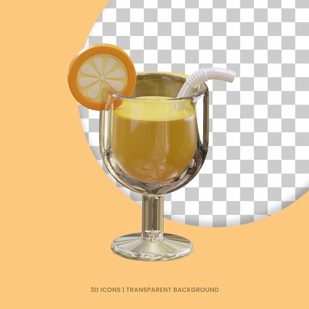 PSD cocktail soft drink with glass 3d icon