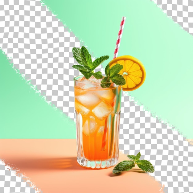 PSD cocktail con una cannuccia su uno sfondo trasparente