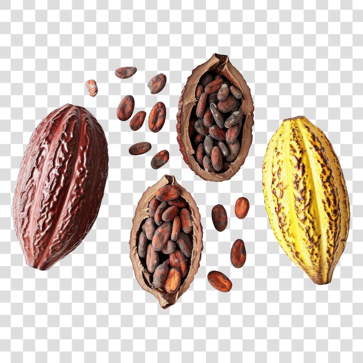 PSD cocoa pods and beans display