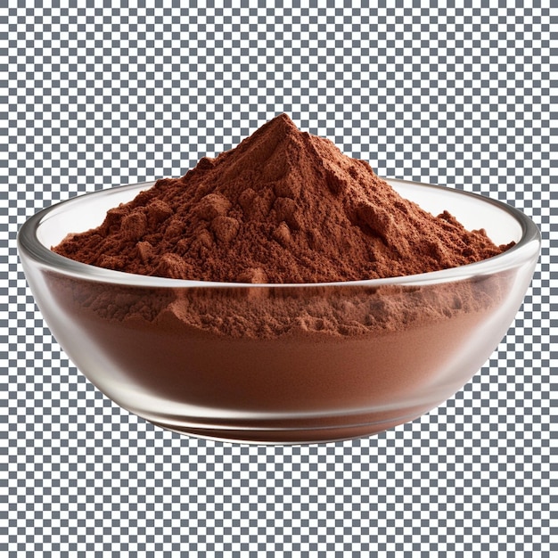 PSD cocoa powder in a wooden bowl isolated on transparent background