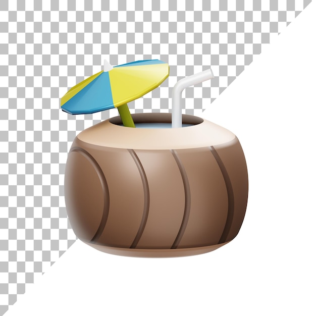 PSD coconut 3d illustration