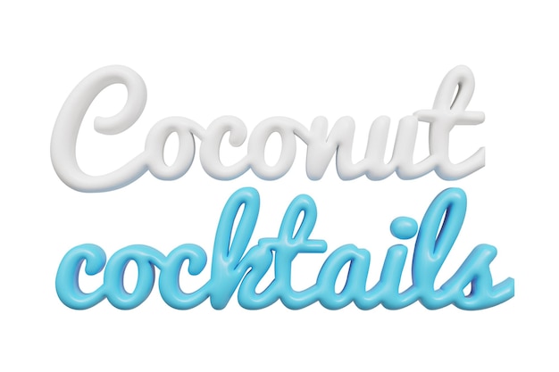 PSD coconut cocktail 3d lettering