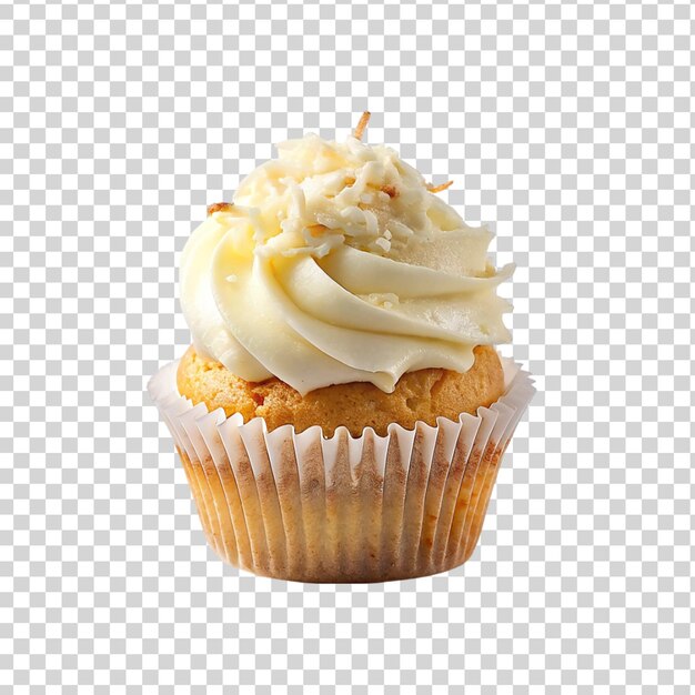 PSD coconut dream cupcake isolated on transparent background