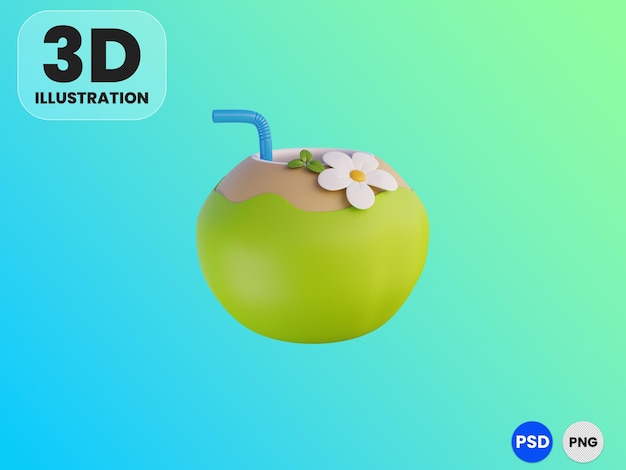Coconut drink 3D Illustration