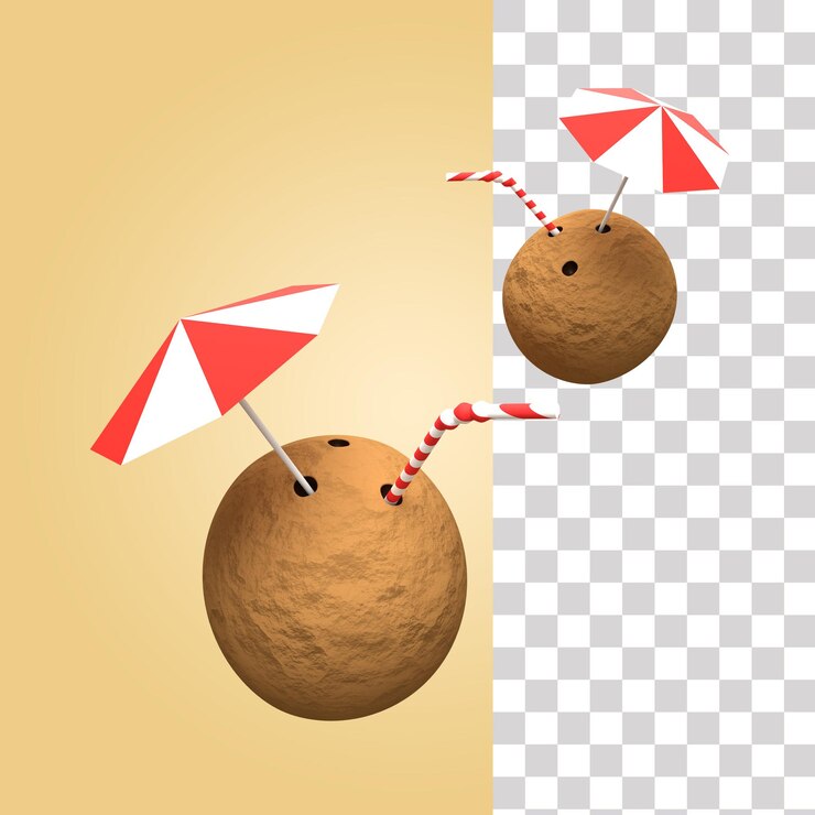 PSD coconut drink 3d illustration