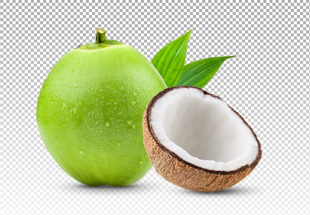 Coconut and half of coconut isolated