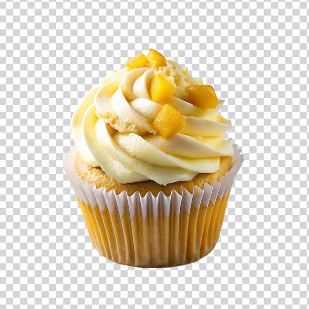 PSD coconut mango madness cupcake isolated on transparent background