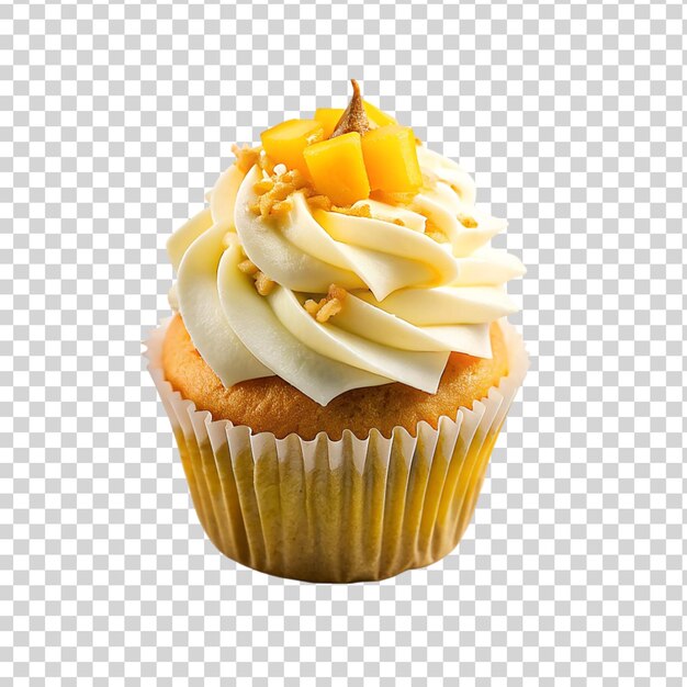 PSD coconut mango madness cupcake isolated on transparent background