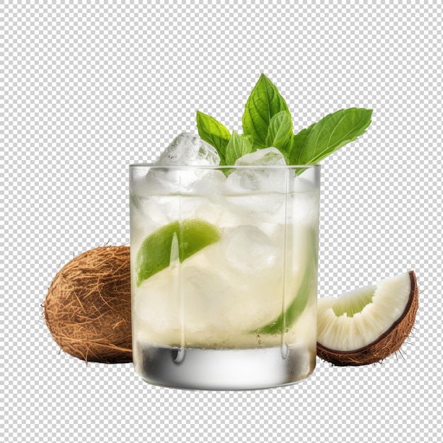 Coconut Mojito cocktail isolated on transparent background Generative AI