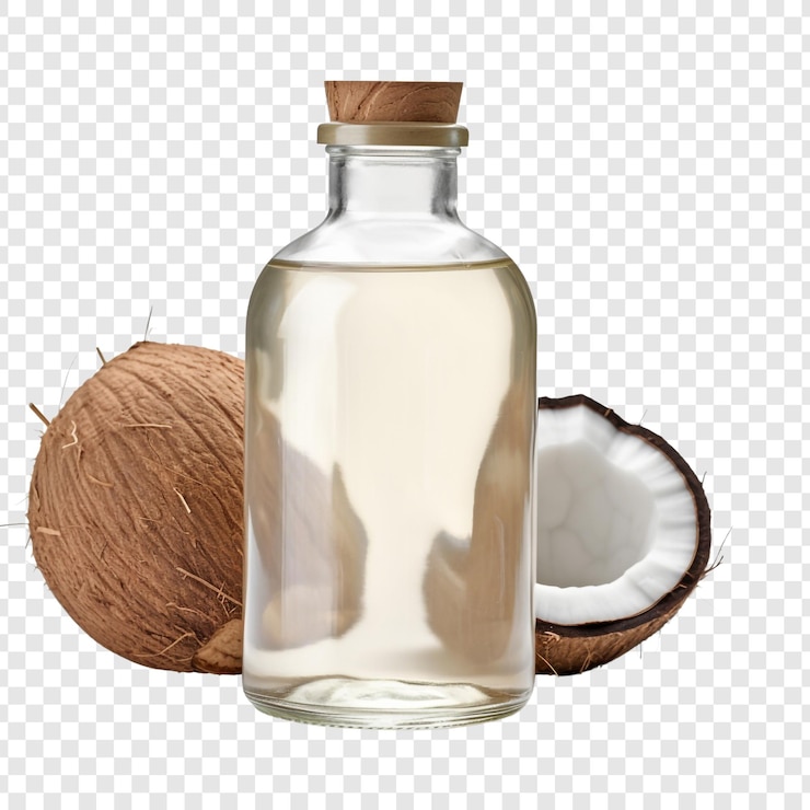 PSD coconut oil bottle isolated on transparent background