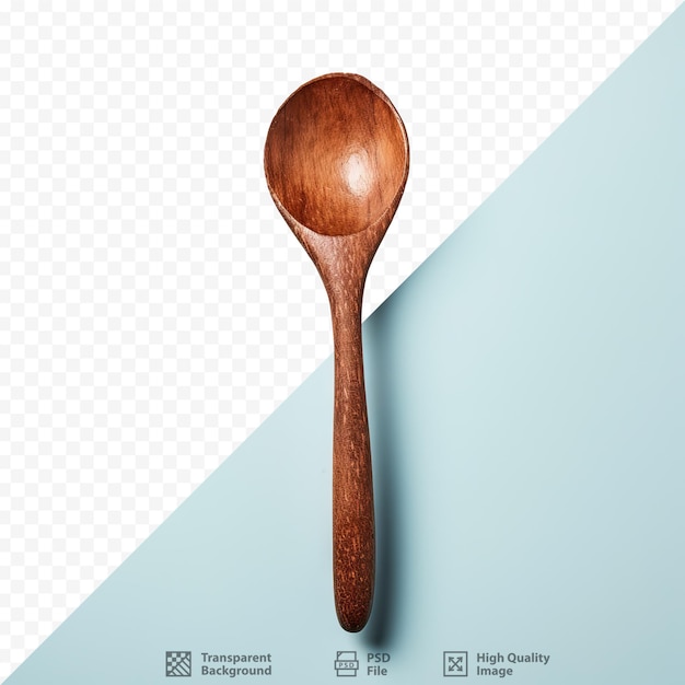 coconut shell wooden spoon on transparent background