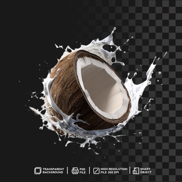 Coconut splash in radiant white color without background