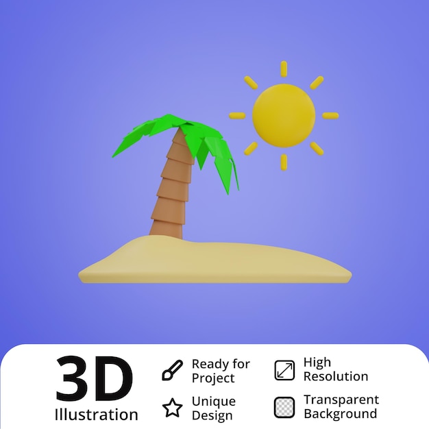 Coconut tree 3d illustration