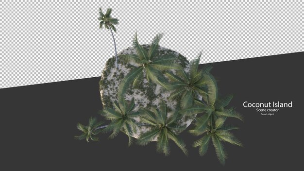 Coconut tree in 3d rendering isolated on island Sphere shape