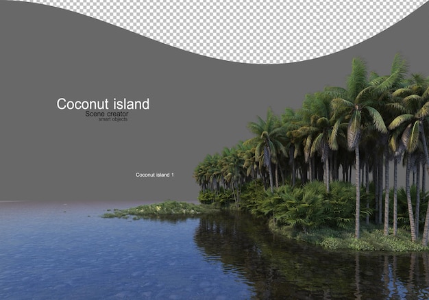 PSD coconut tree island in the lake