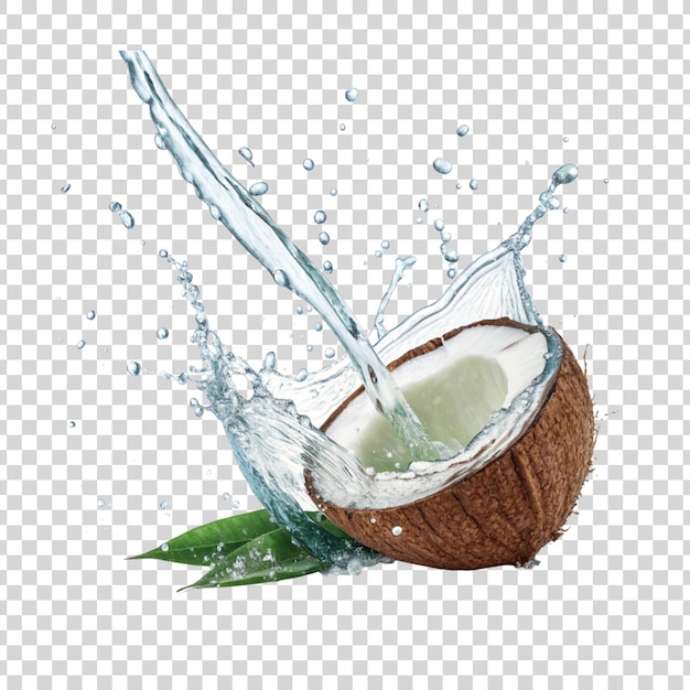 Coconut water splash on transparent background