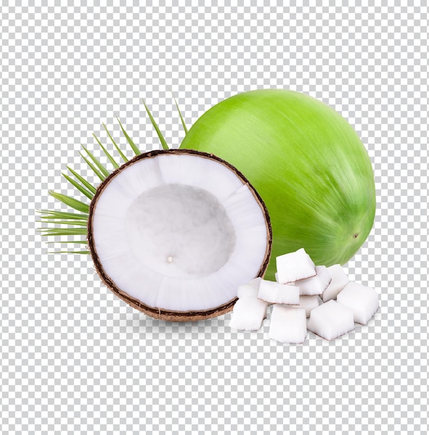 PSD coconut with leaves isolated premium psd