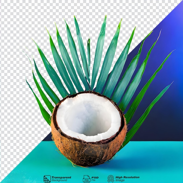 Coconut with leavesisolated on transparent background