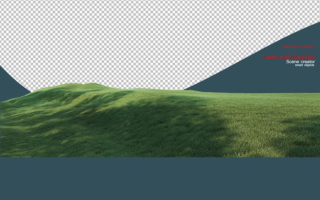 PSD 緑の芝生のさまざまなレベルのココナッツ