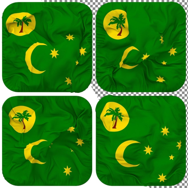 PSD cocos keeling eilanden vlag squire vorm geïsoleerd verschillende zwaaien stijl hobbel textuur 3d-rendering
