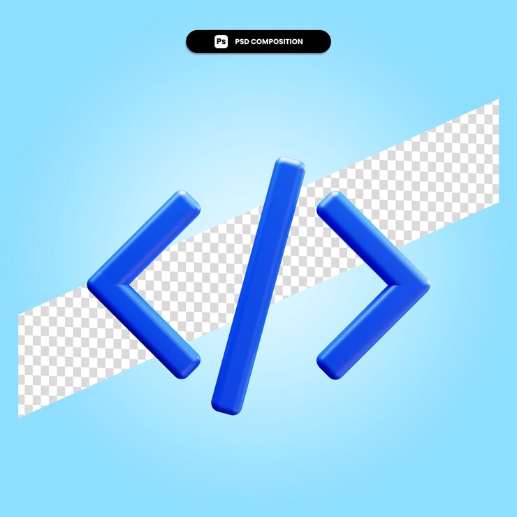 PSD code 3d render illustration isolated