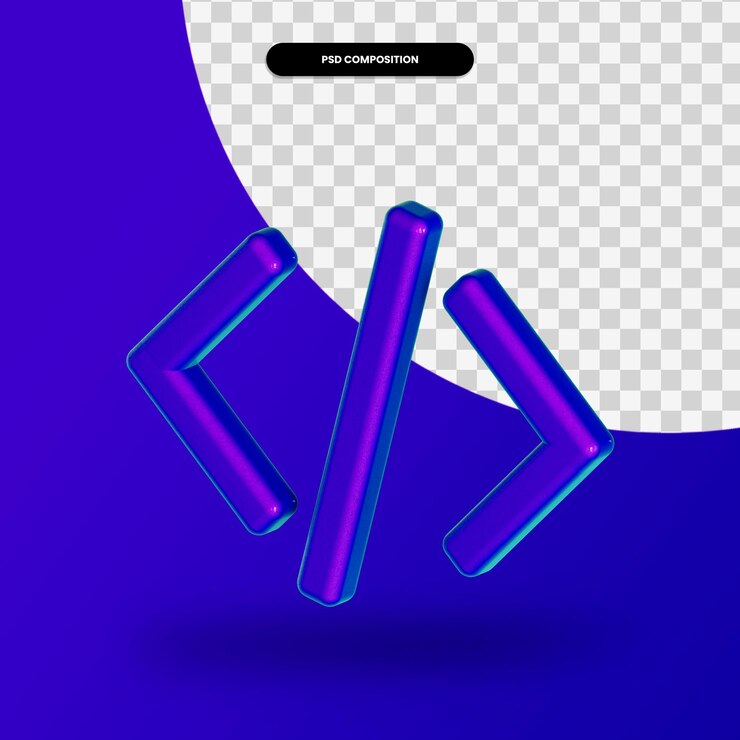 PSD code 3d render illustration isolated