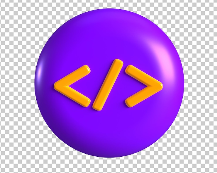 PSD code html purple icon 3d render