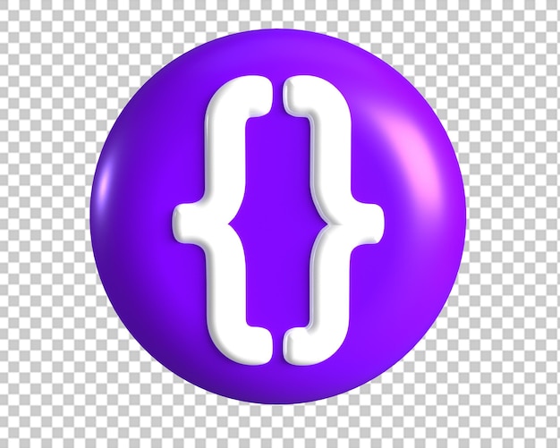 Code pictogram paarse cirkel teken 3d renderen