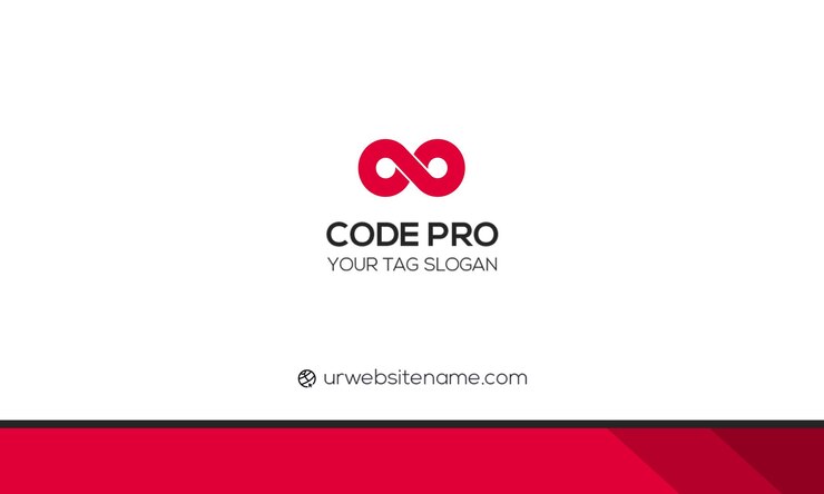 PSD code pro business card with infinity symbol and red accents