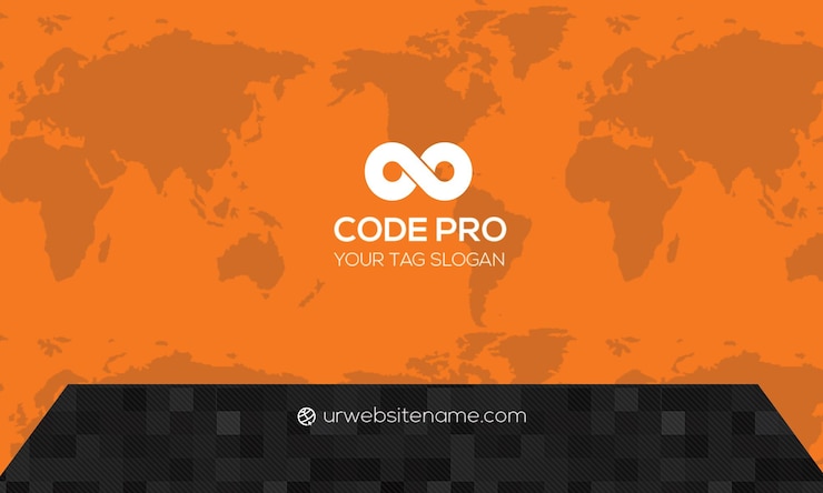 PSD code pro business card with world map