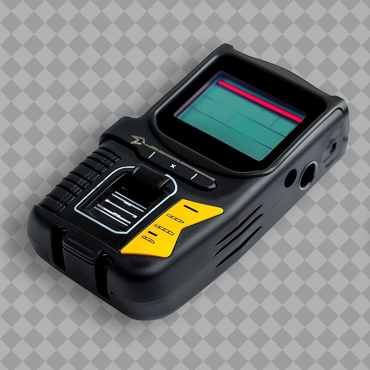PSD code reader with black plastic body and color screen a tool png tool on clean background