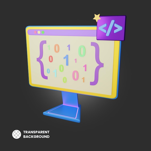 PSD codering in desktop 3d rendering ai robot icoon