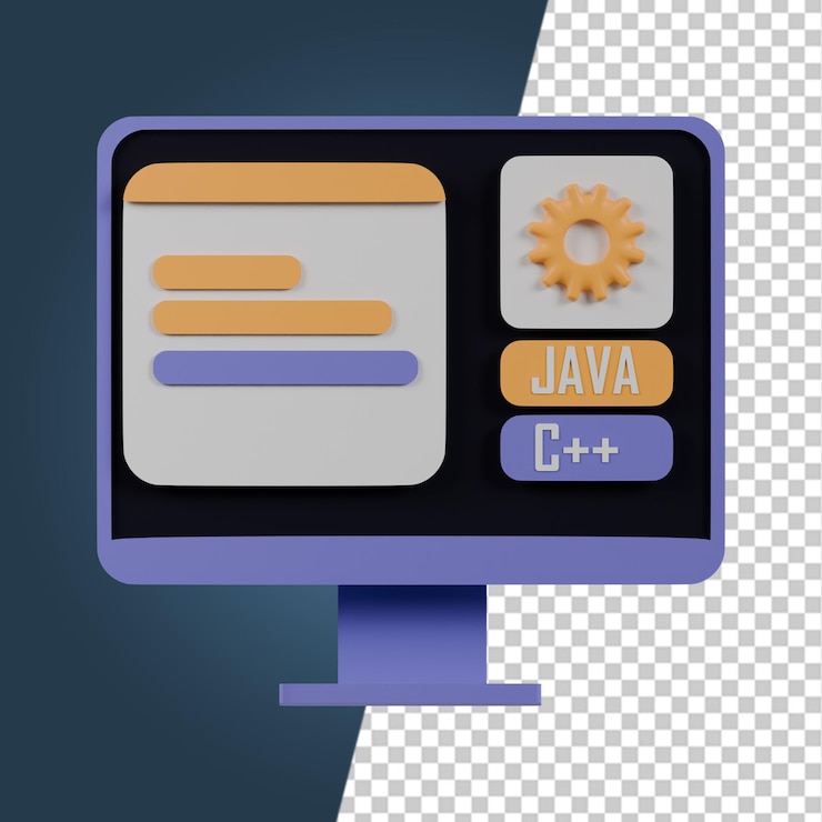 PSD coding and programming 3d icons render clipart