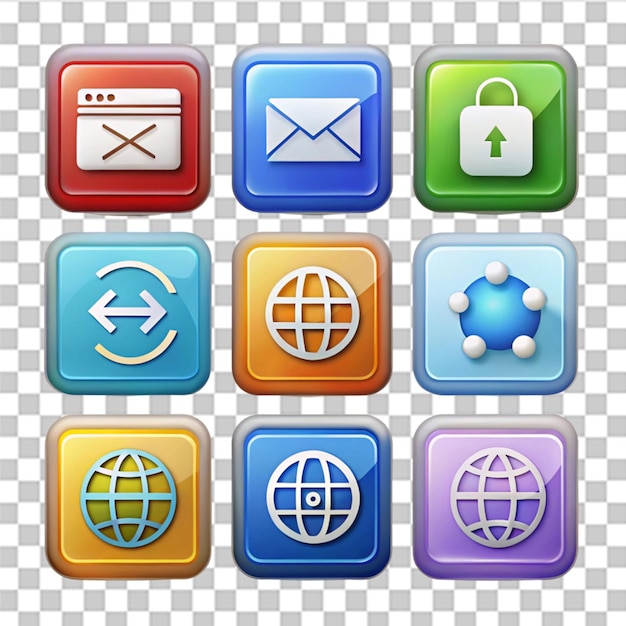 Coding Apps Browser Network isolated on transparent background
