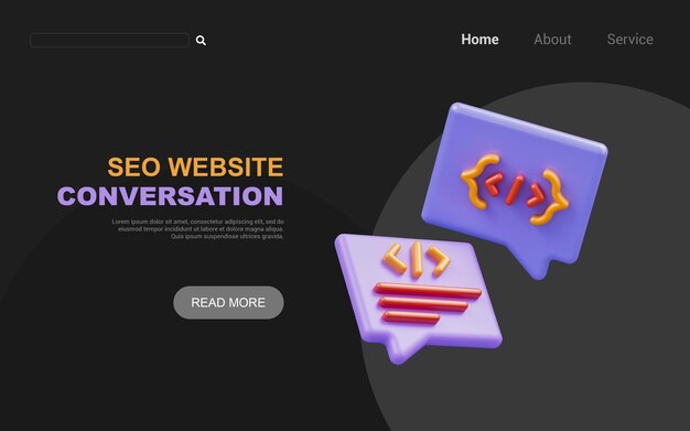 coding chat sign on dark background 3d render concept for seo website development conversation